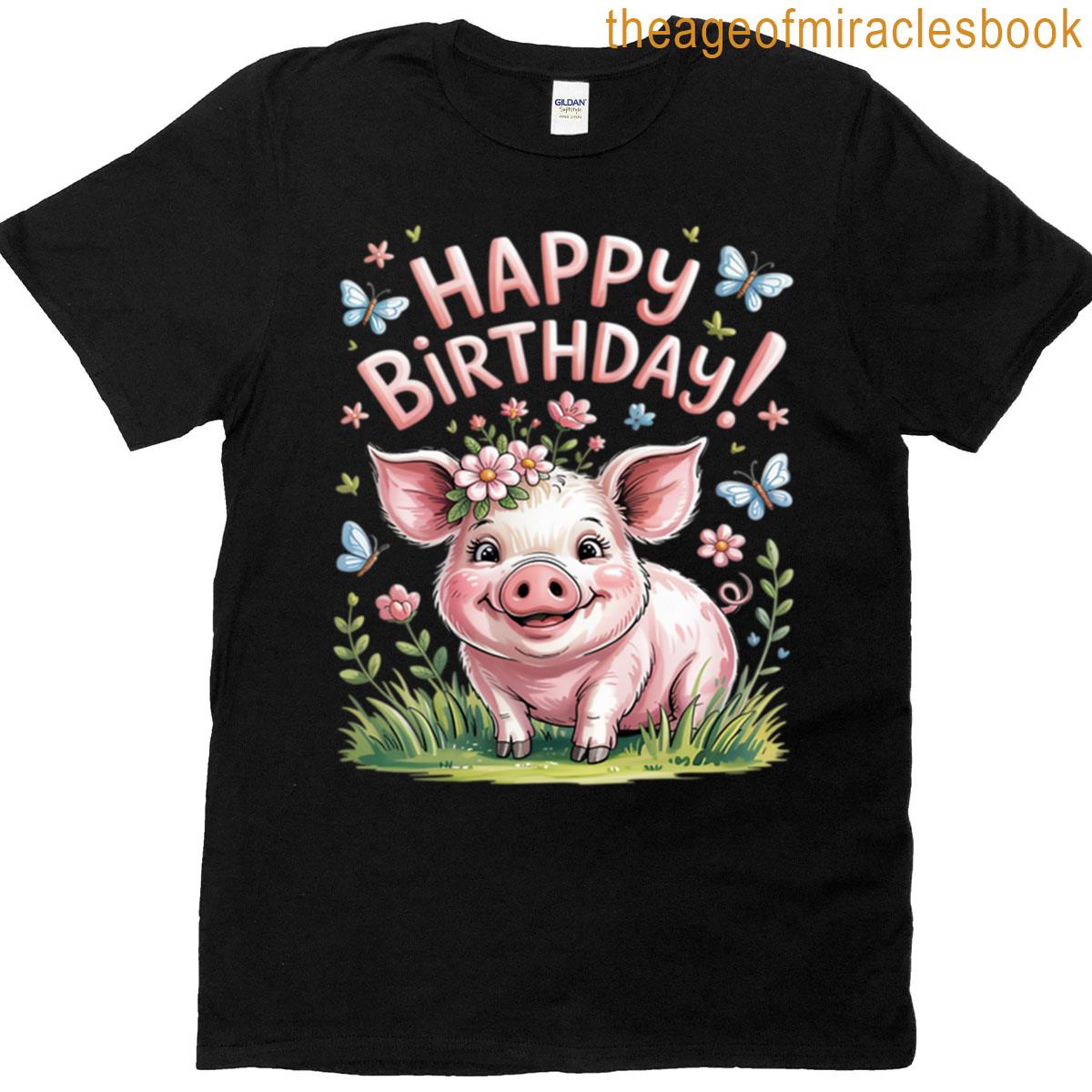 Cute Pig With Flowers T-shirt