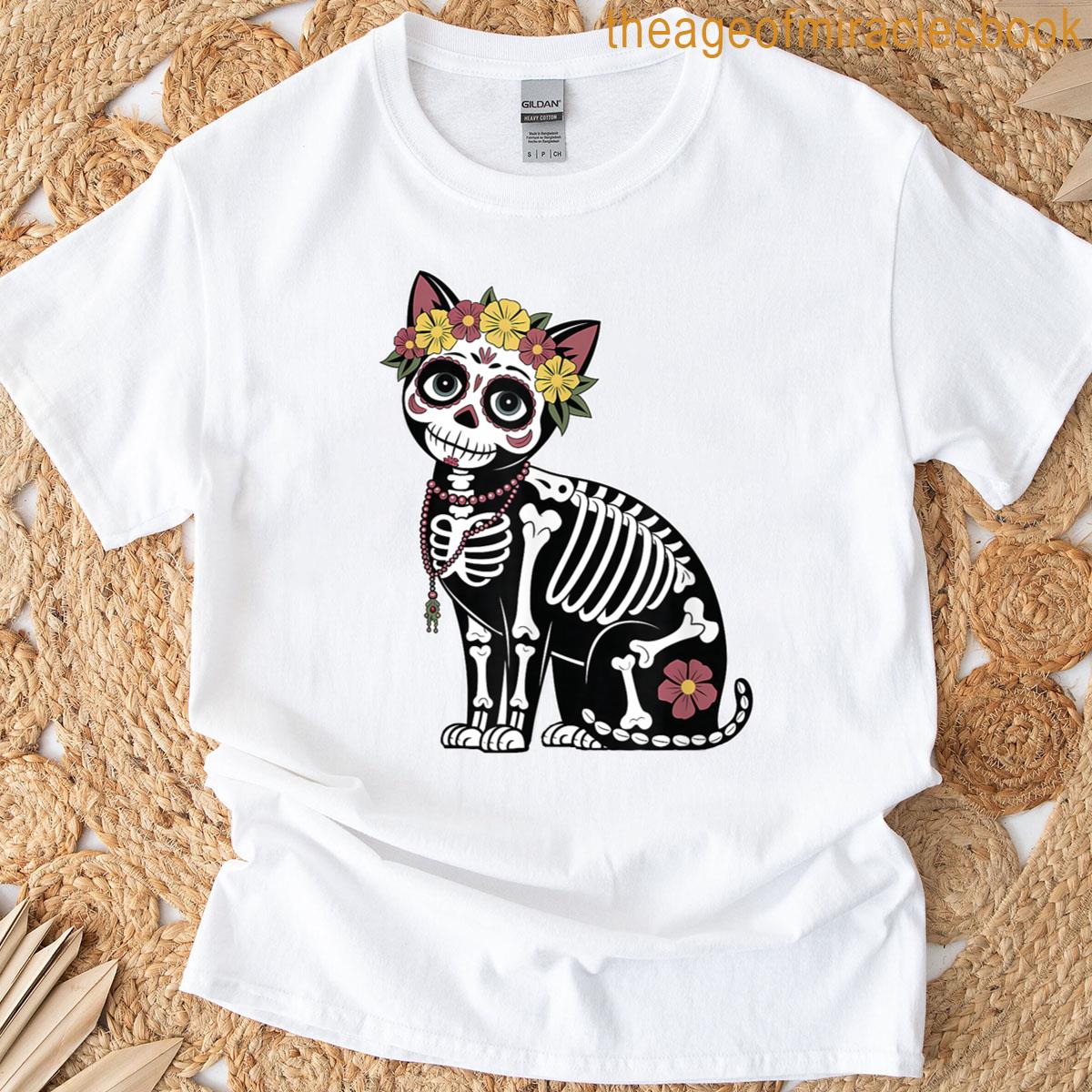 Cute Skeleton Cat Funny Halloween T-shirt