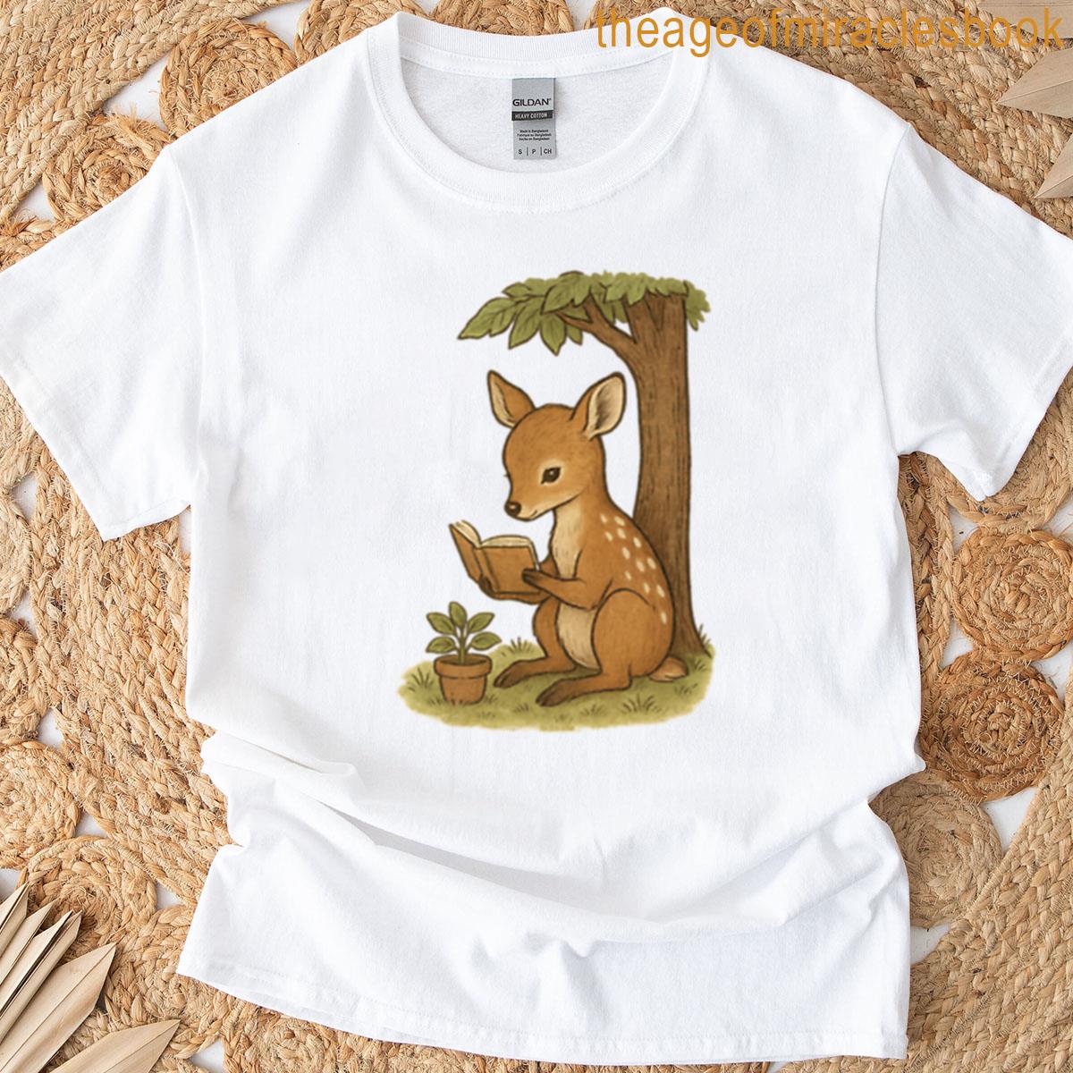 Deer Reading Under Tree T-shirt
