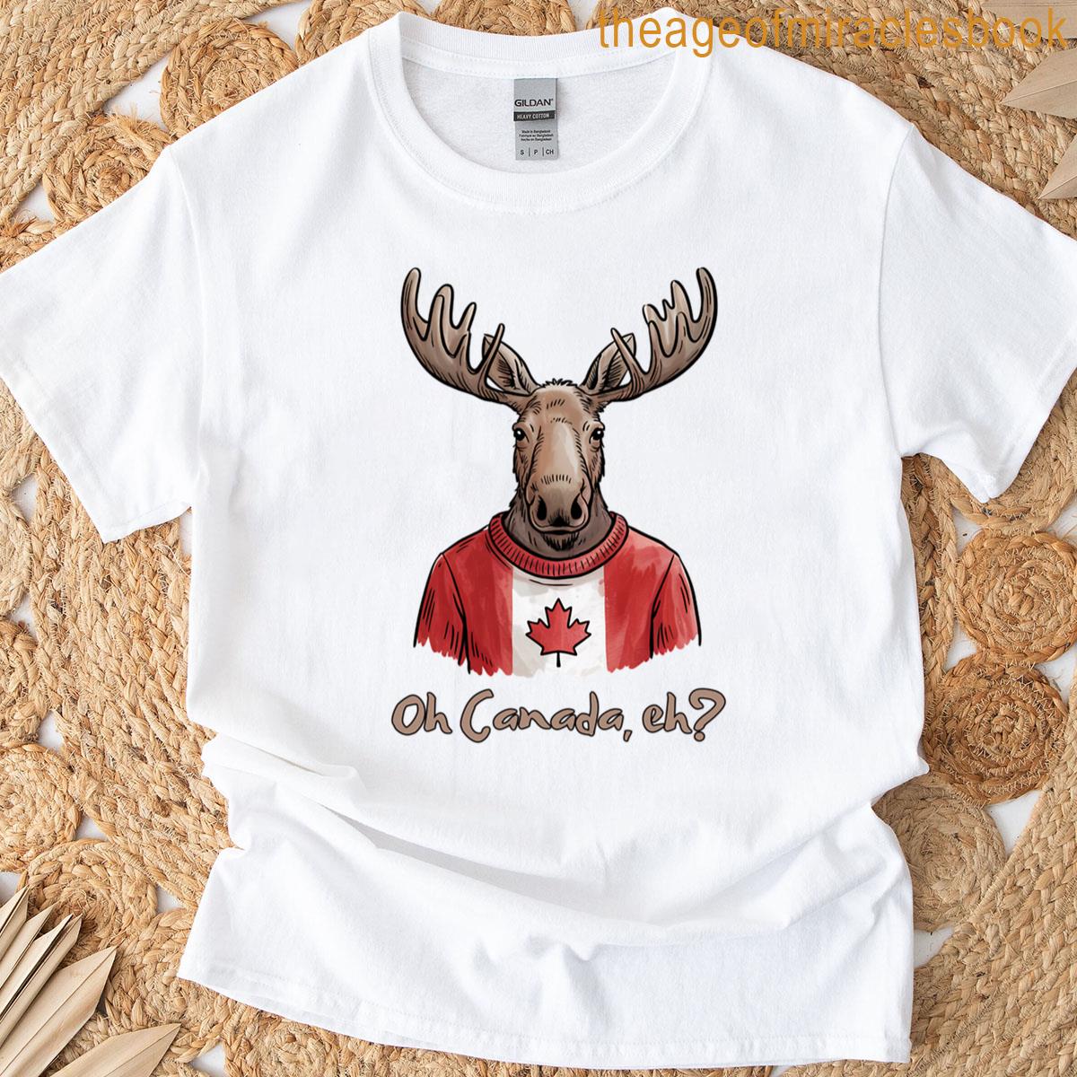 Oh Canada Eh Funny Moose In Maple Leaf Design T-shirt