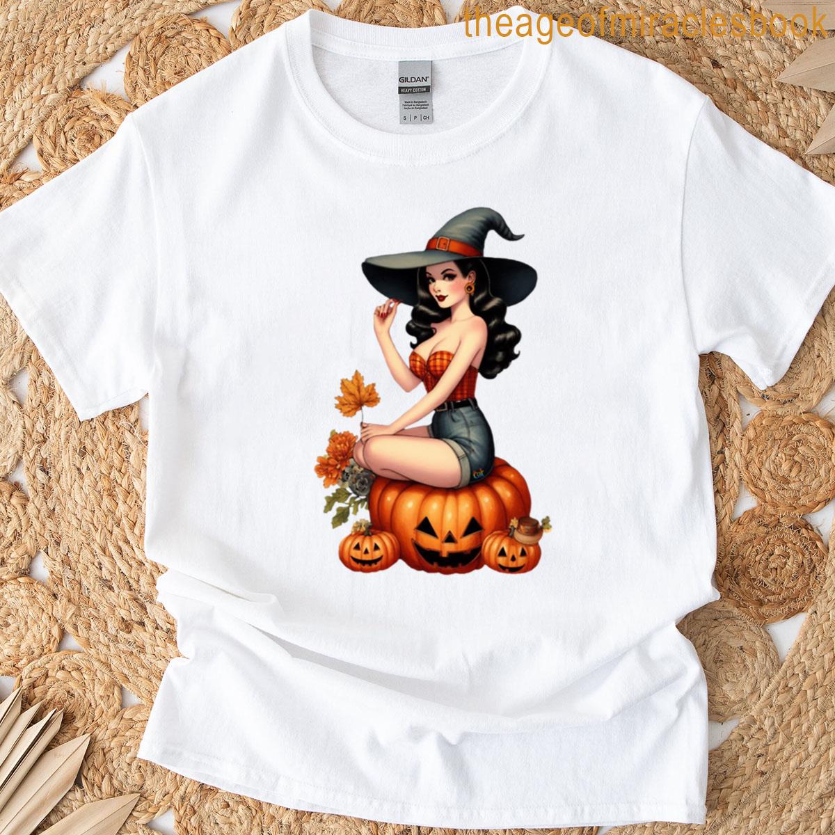 Pin-up Pumpkin Witch T-shirt