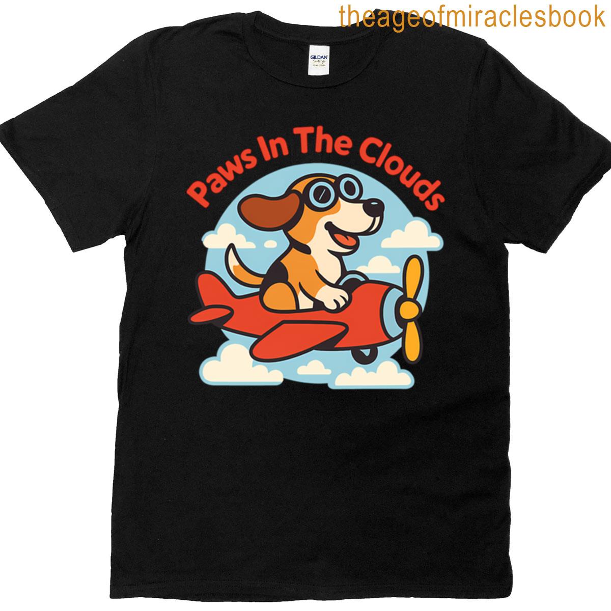 Beagle Flying Toy Plane Clouds Art T-shirt