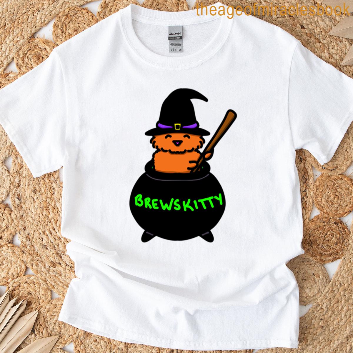 Brewskitty – Halloween Witch Cat Sticker T-shirt
