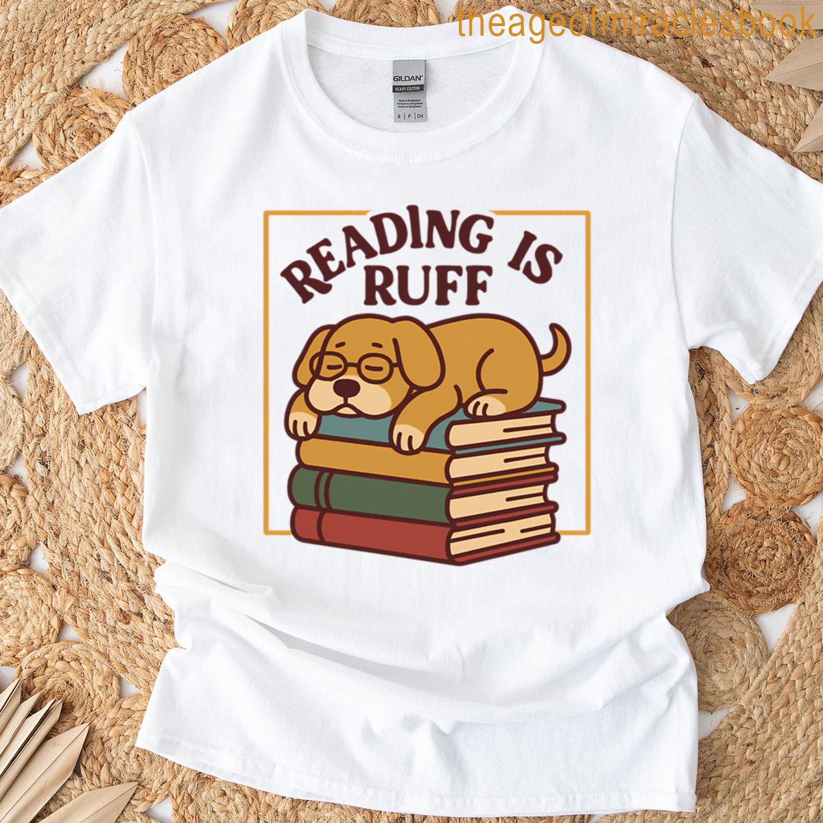 Sleepy Dog Book Stack Cartoon Art T-shirt