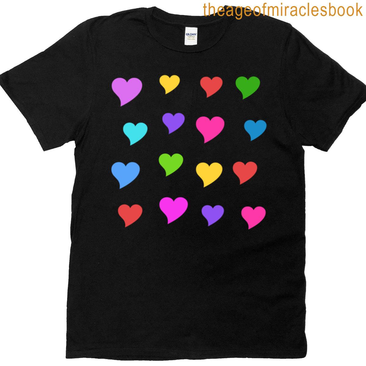 Vibrant Colorful Hearts Pattern T-shirt