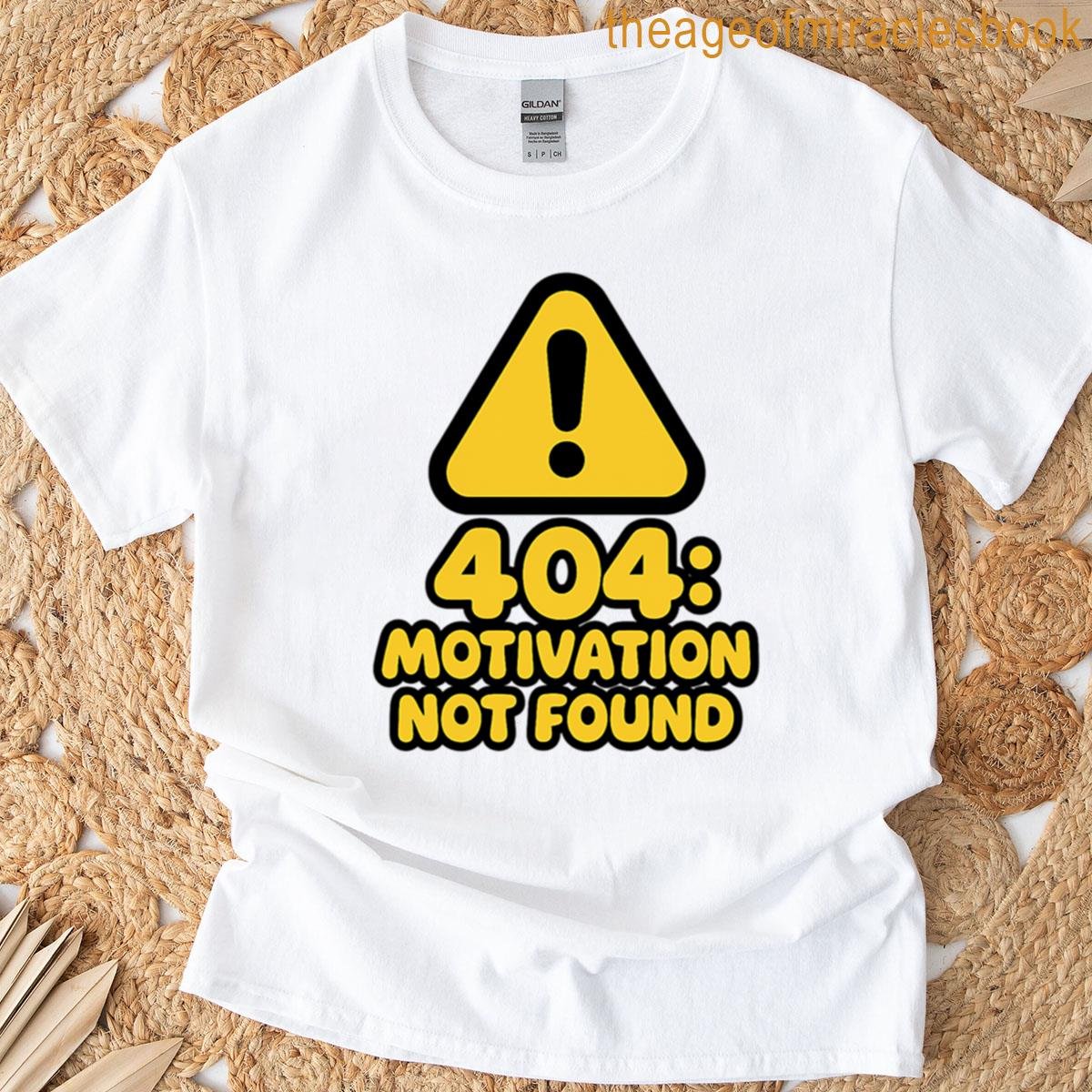 404 Motivation Not Found Bubble Letter Warning Triangle Meme T-shirt