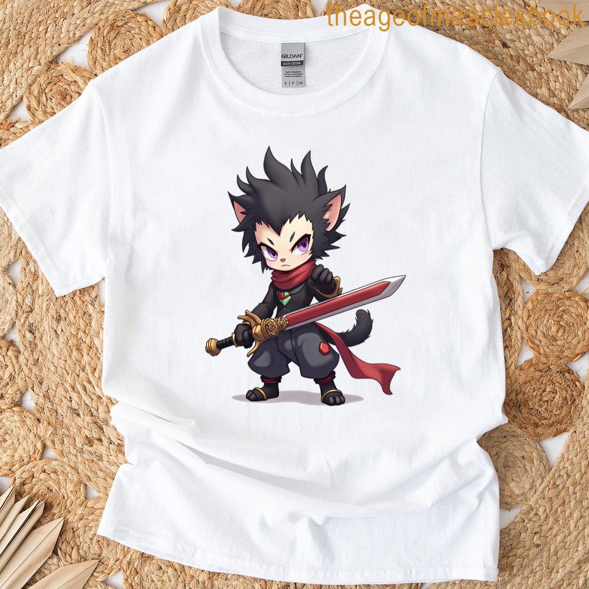 Chibi Shadow Swordsman Anime-inspired Design T-shirt