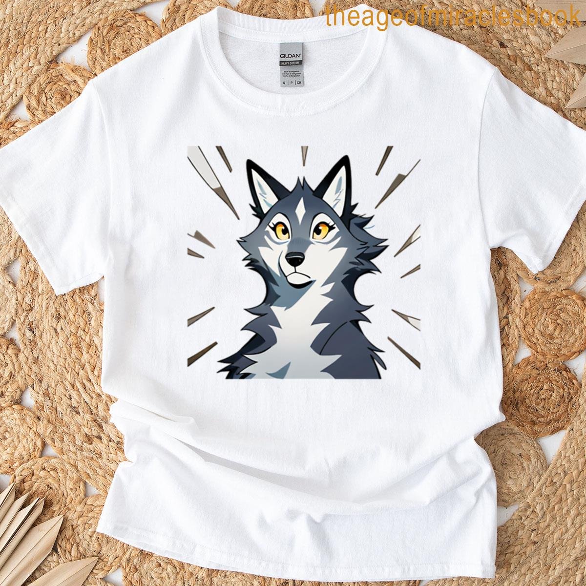 Expressive Shocked Anime Wolf Face Oversized T-shirt