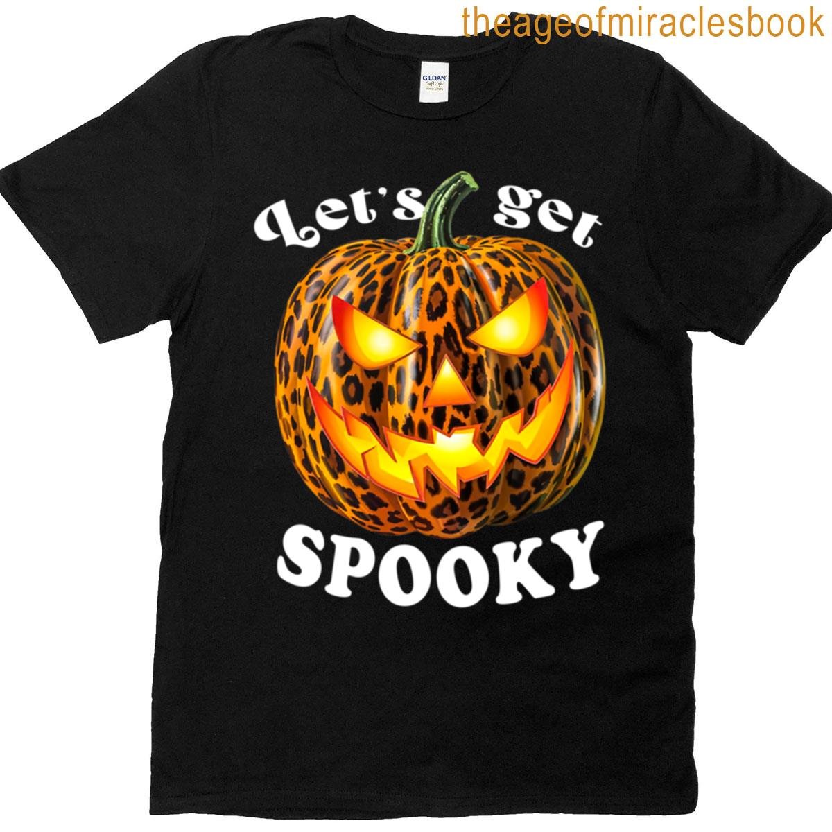 Leopard Print Spooky Halloween Pumpkin T-shirt