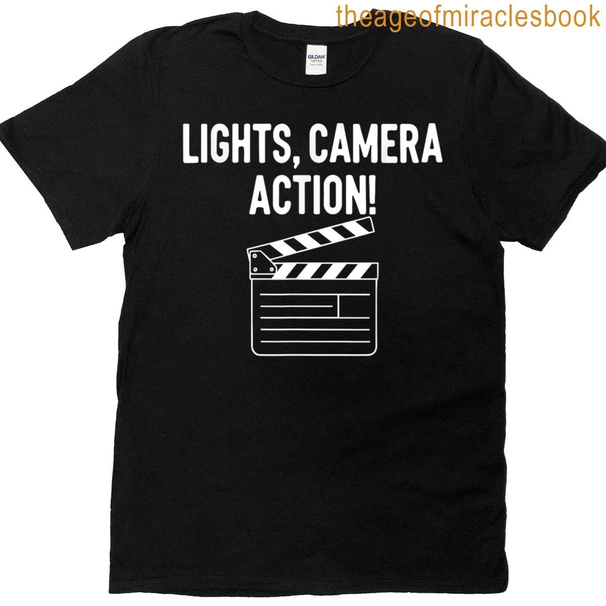 Movie Clapper Board Lights Camera Action T-shirt