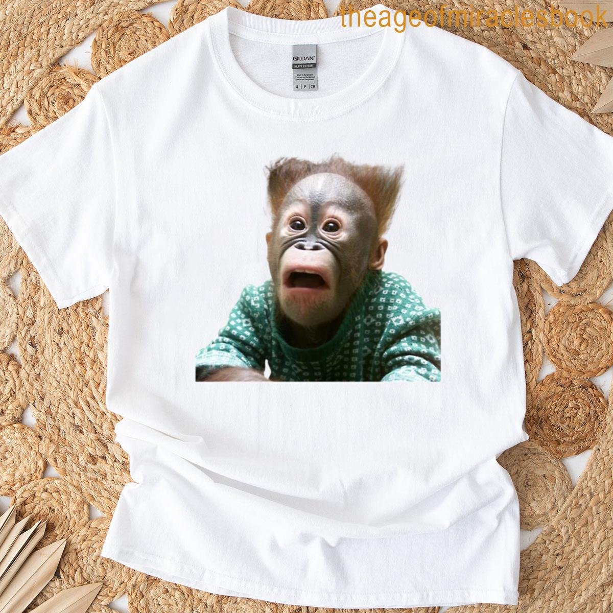 Surprised And Scared Monkey Meme Monkey Man T-shirt