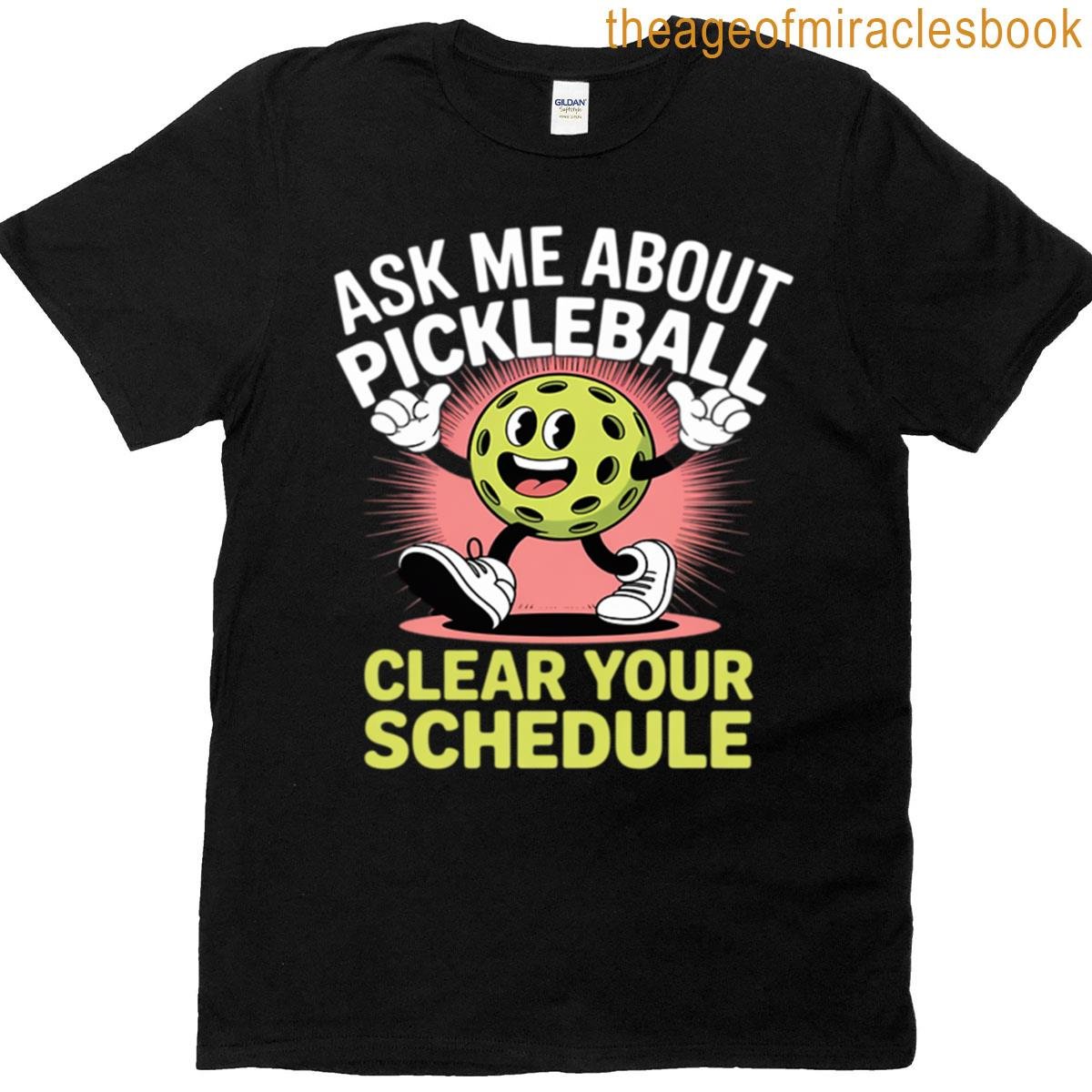 Ask Me About Pickleball Neon 3d Comic Paddle T-shirt