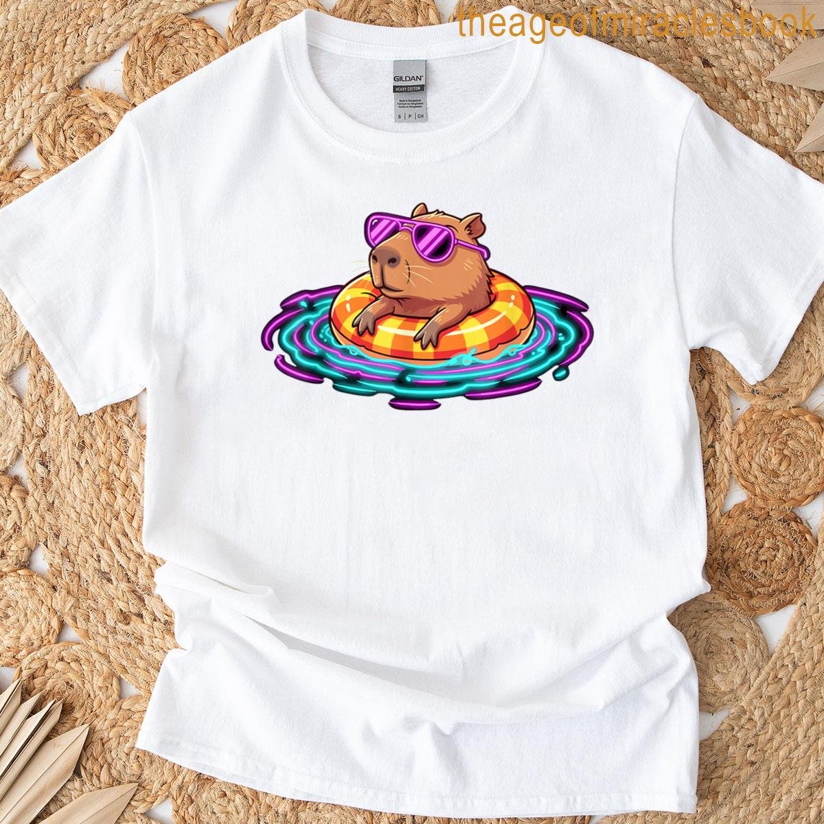 Cool Capybara Pool Float Summer Vibes For Funny T-shirt