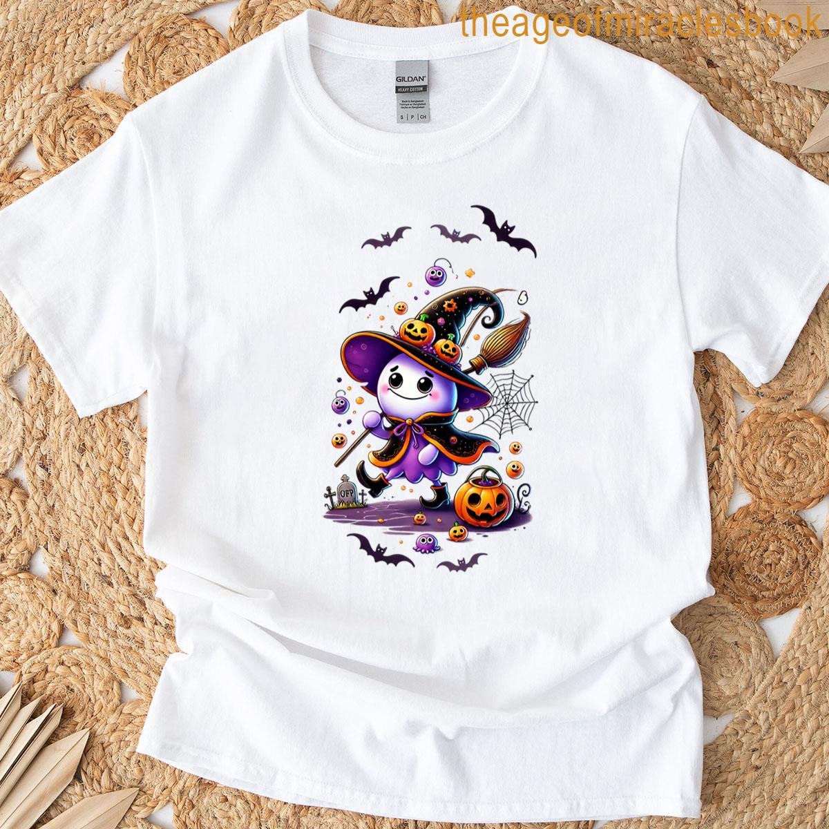 Funny Wizard Ghost Comic Design For Halloween T-shirt