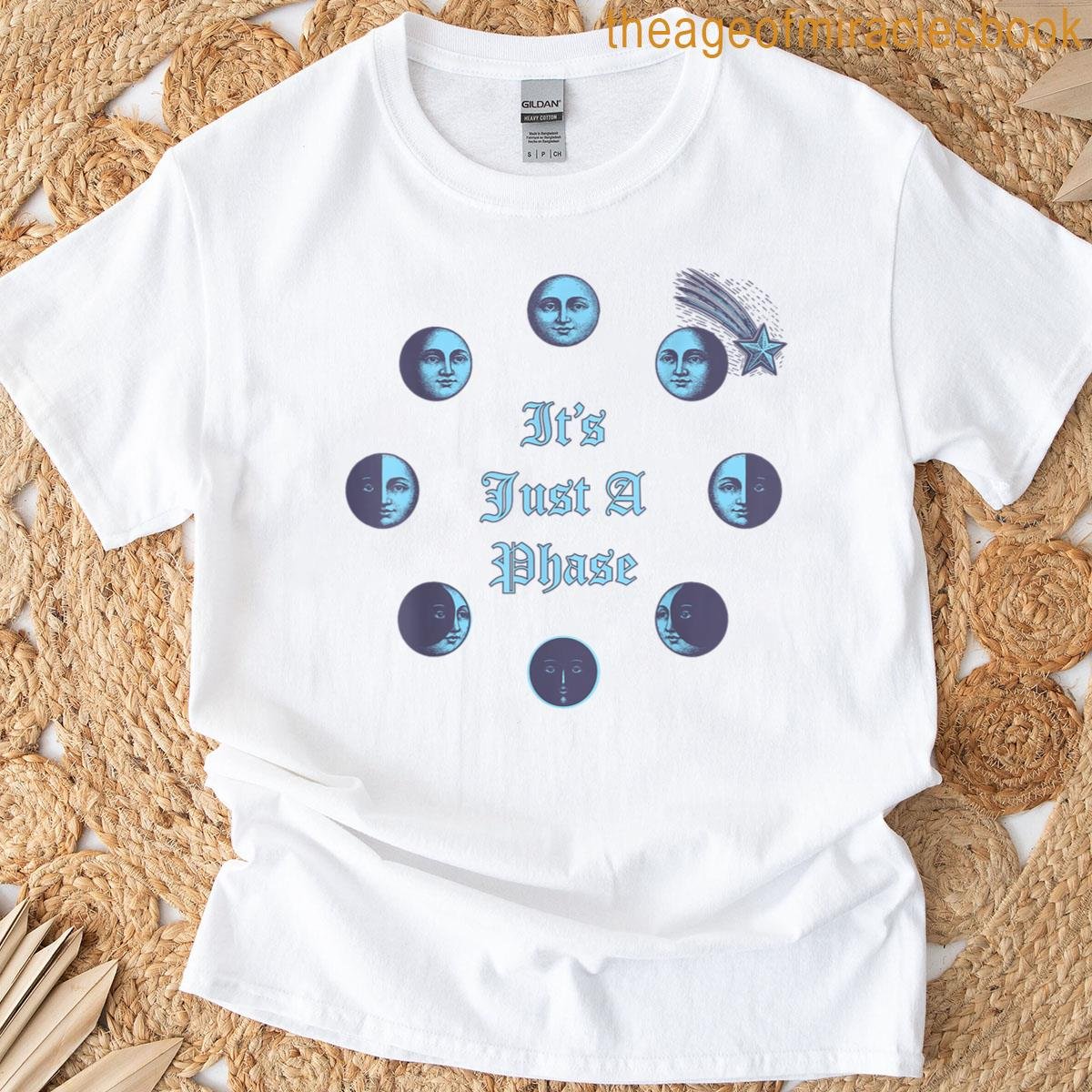 Moon Phases Faces Retro Celestial Art T-shirt