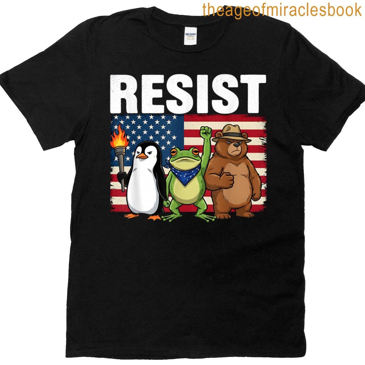 Penguin Frog Bear Resist Protest Against Tariffs T-shirt