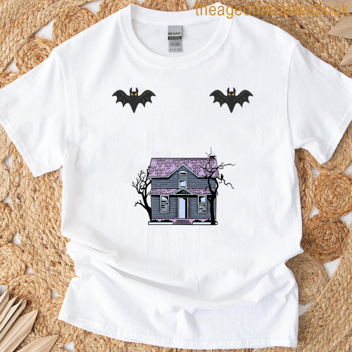 Spooky House And Flying Bats T-shirt
