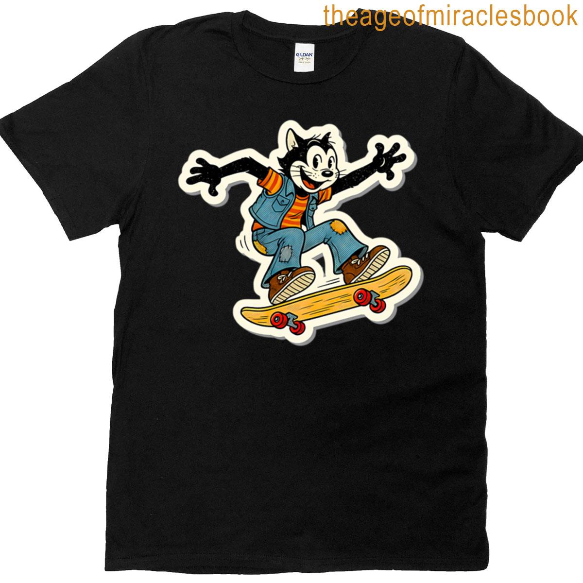 A Cat On A Skateboard Vintage Comic T-shirt