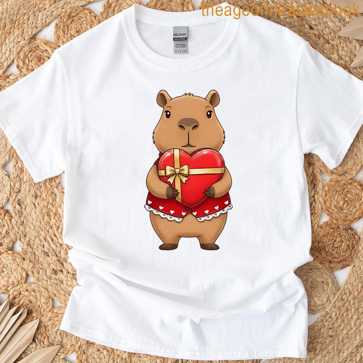Adorable Capybara Valentine Heart T-shirt