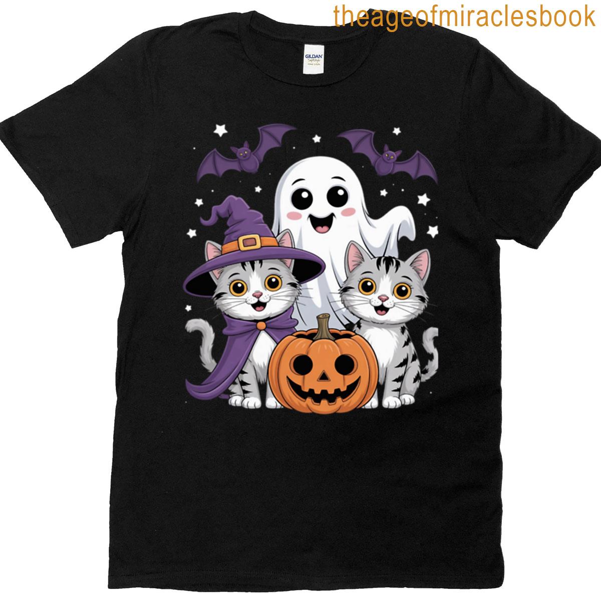 Black Cats Ghost Witch Halloween T-shirt