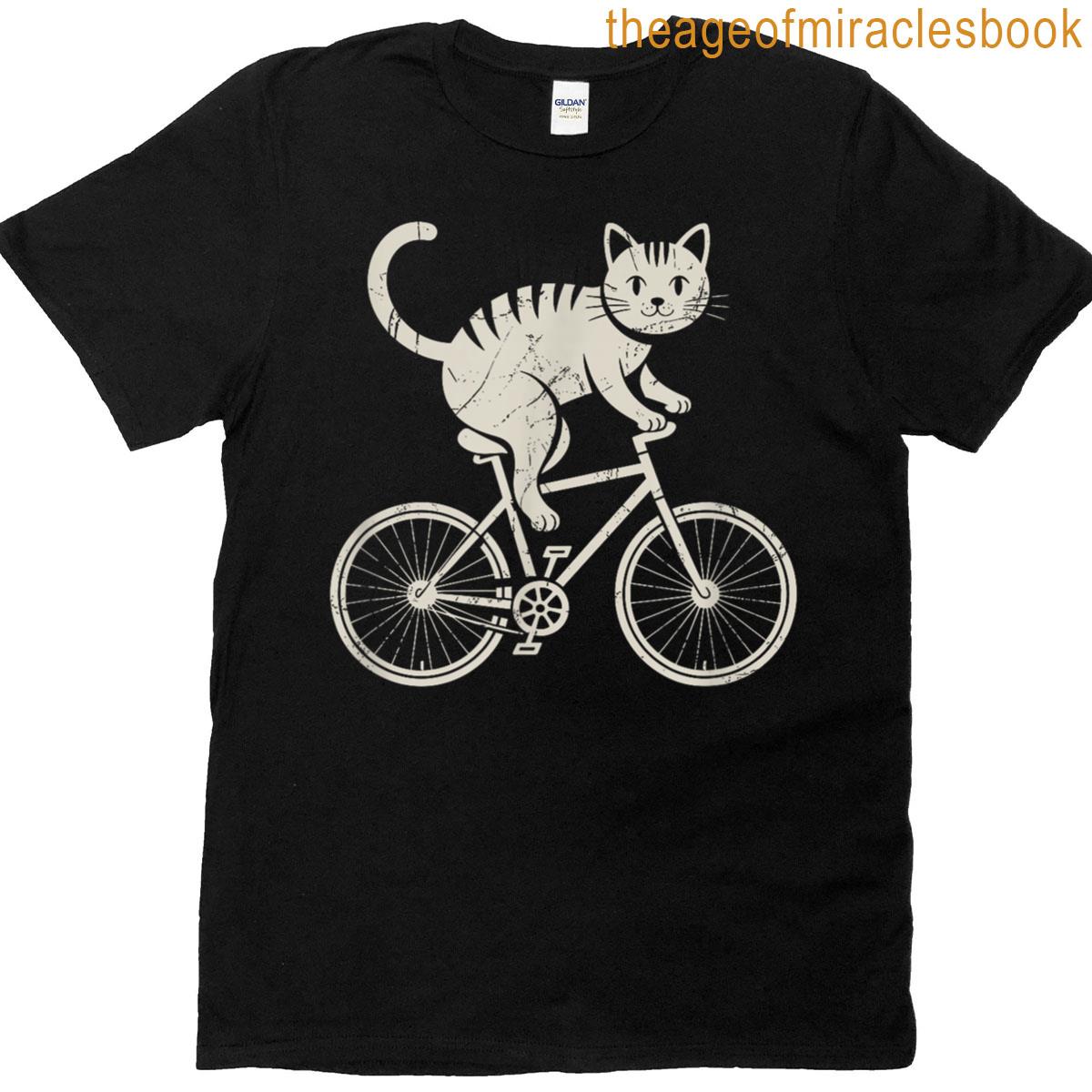 Cat Driving Bicycle Funny Cycling T-shirt