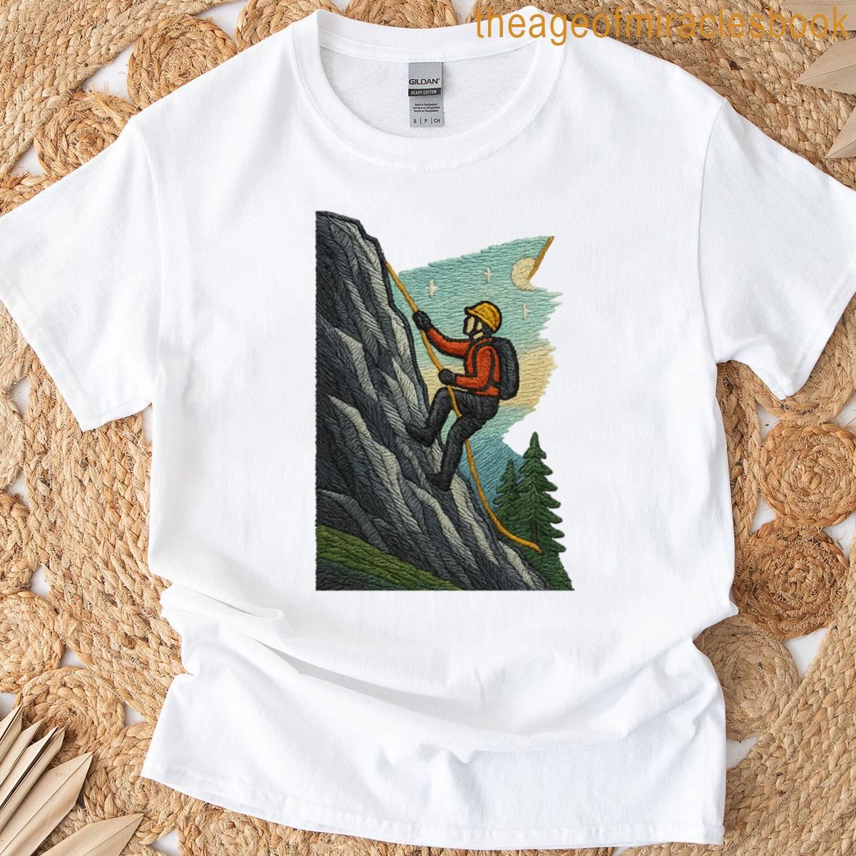 Climber Embroidered On The Mountain T-shirt