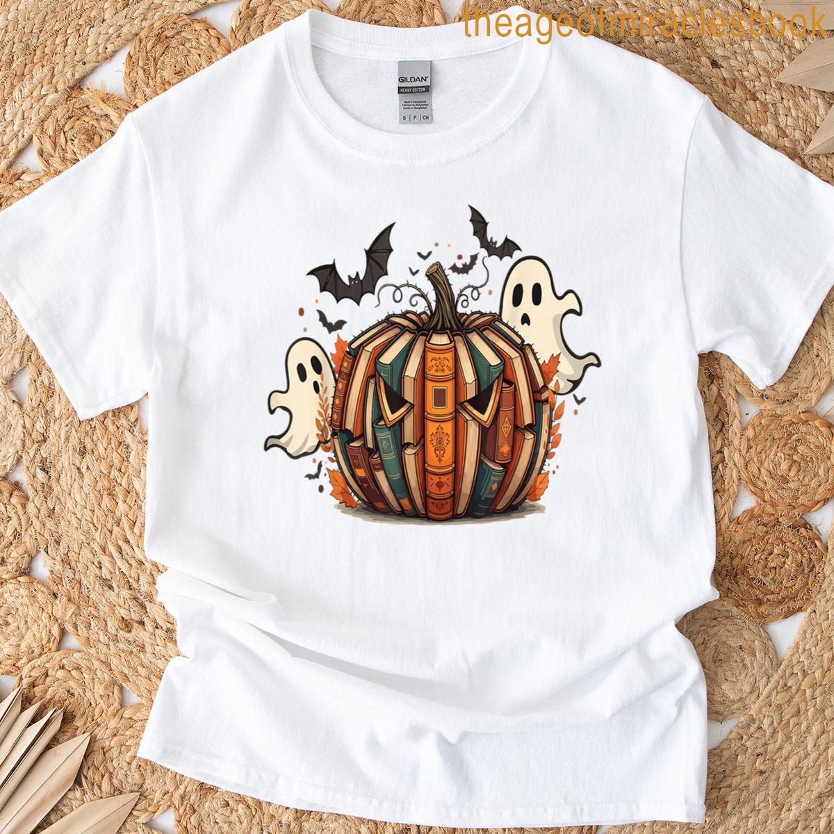 Halloween Teacher Design Pumpkin Fall Book T-shirt