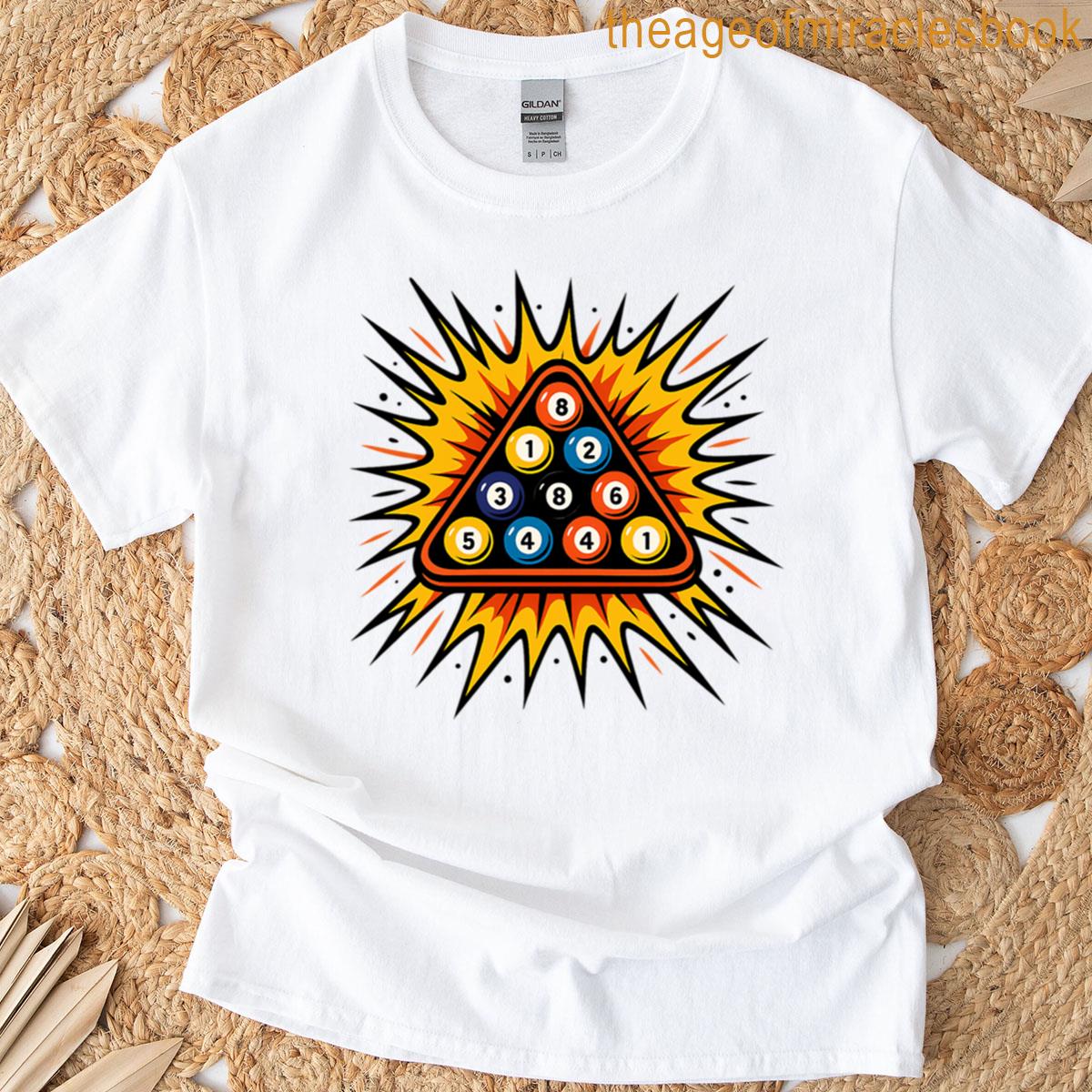 Rack Em Up Explosion Comic Pool Design T-shirt