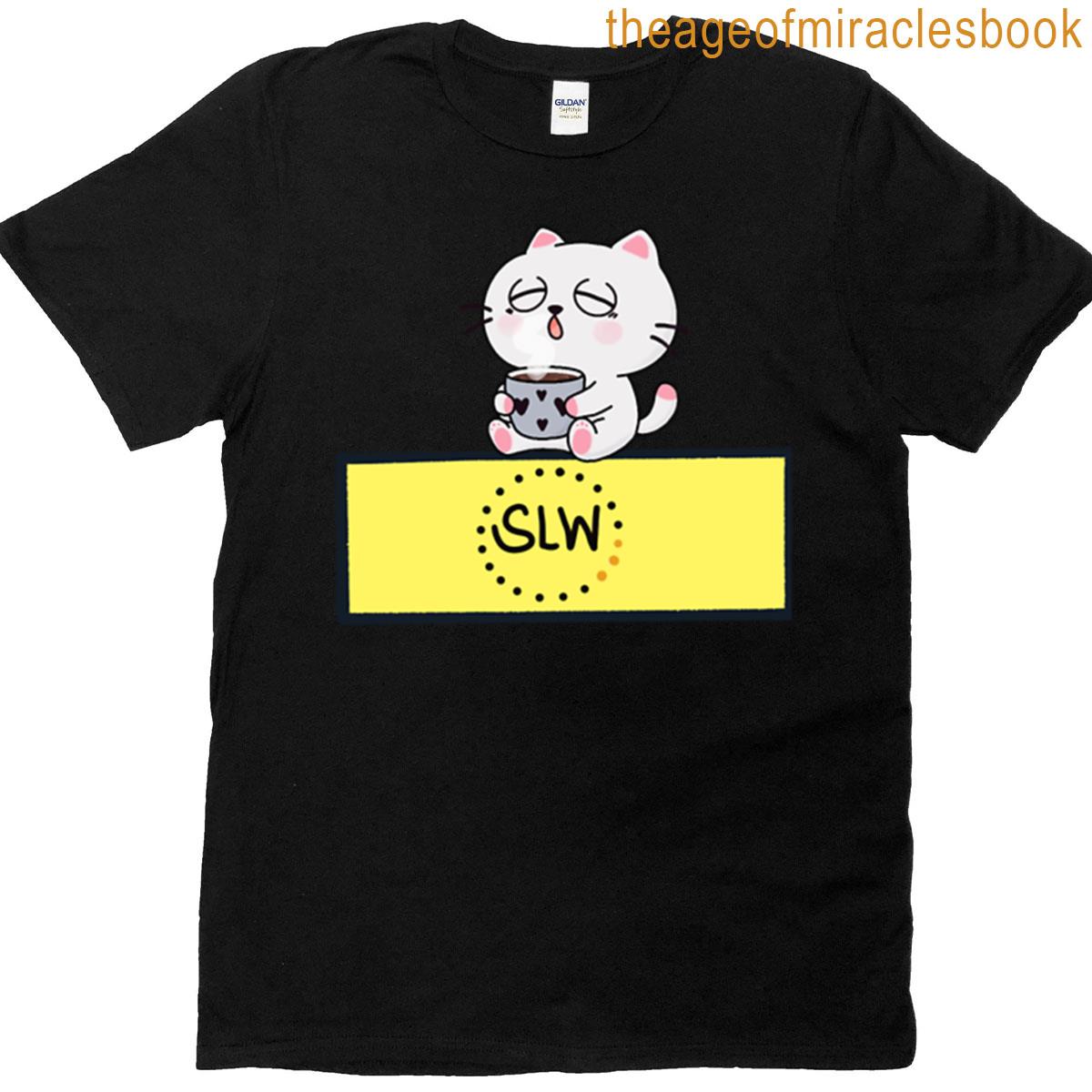Sleepy Cat Coffee Slw Sticker T-shirt