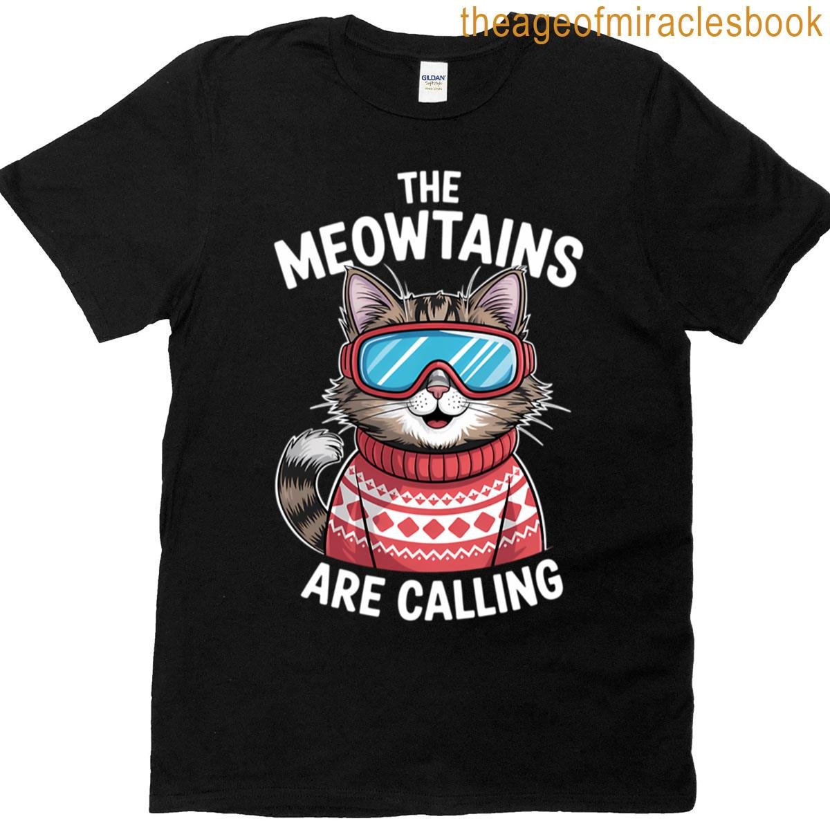 Funny Cat Winter Ski Lovers T-shirt