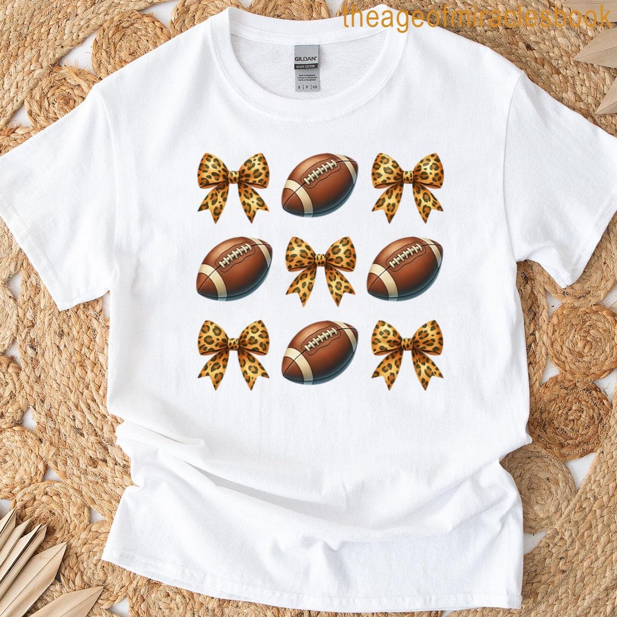Leopard Print Bow And Football Pattern T-shirt