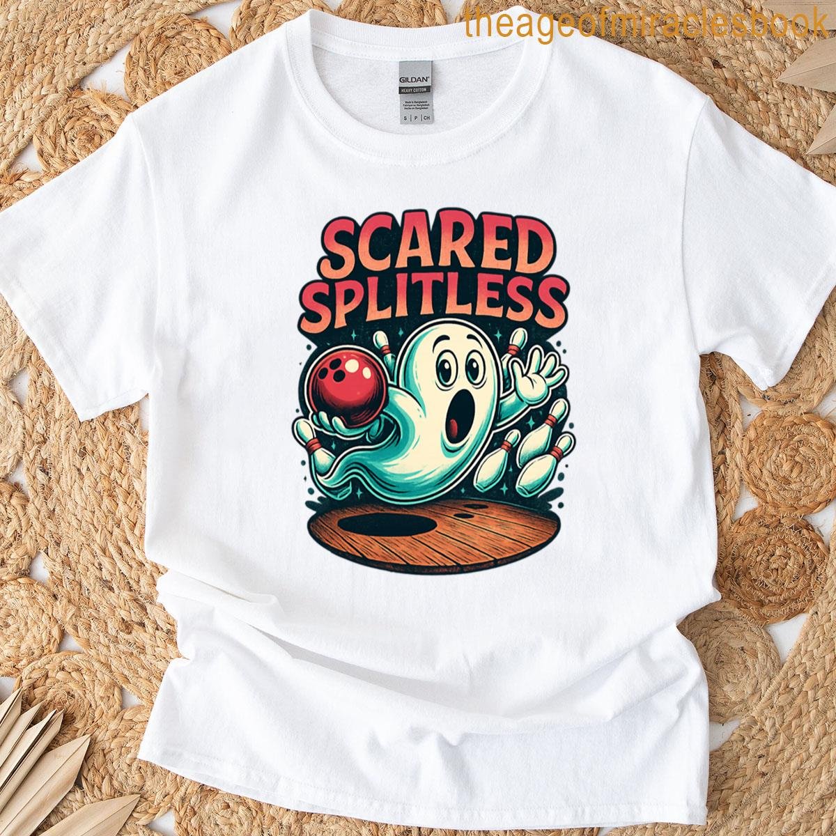 Scared Splitless Ghost Bowling Halloween Fun Design T-shirt