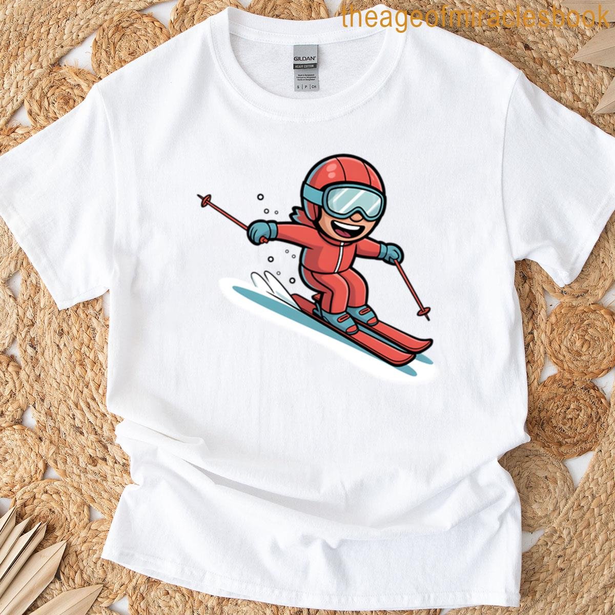 Ski Comic Fun Cute Cartoon Skier Design T-shirt