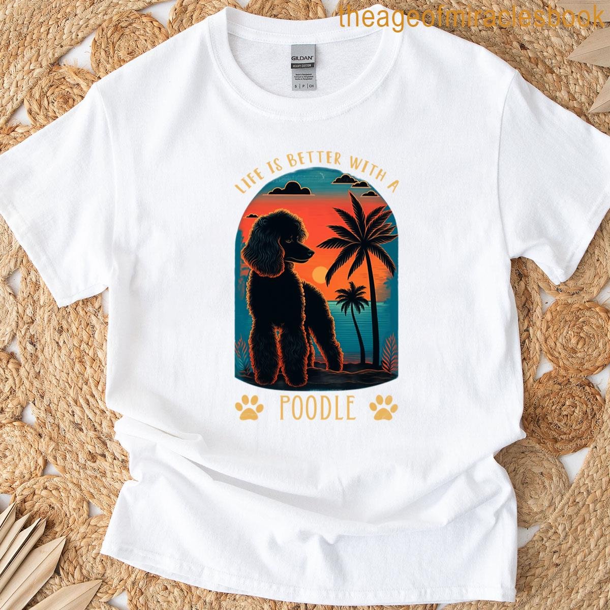 Vintage Sunset Poodle Beach T-shirt