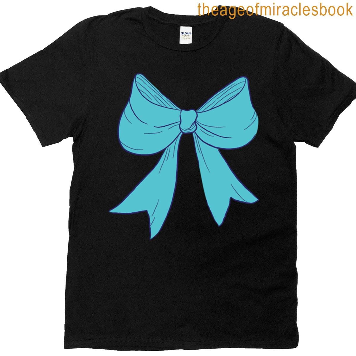 Bright Teal Turquoise Blue Bow Illustration Sticker T-shirt