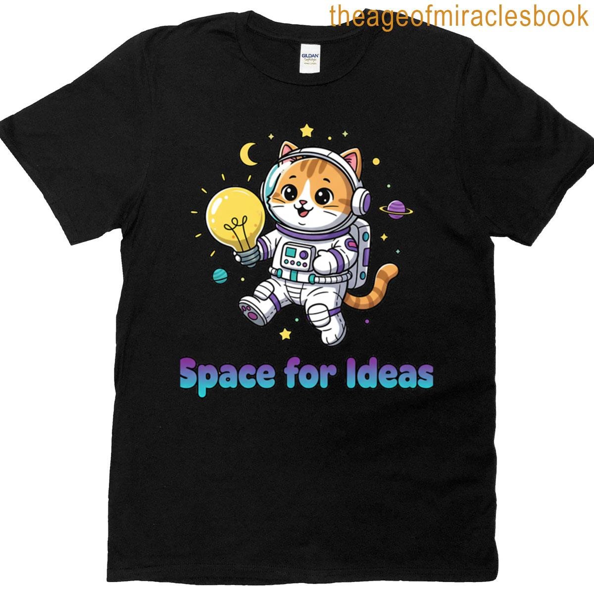 Cute Cat Astronaut Space For Ideas Lightbulb T-shirt