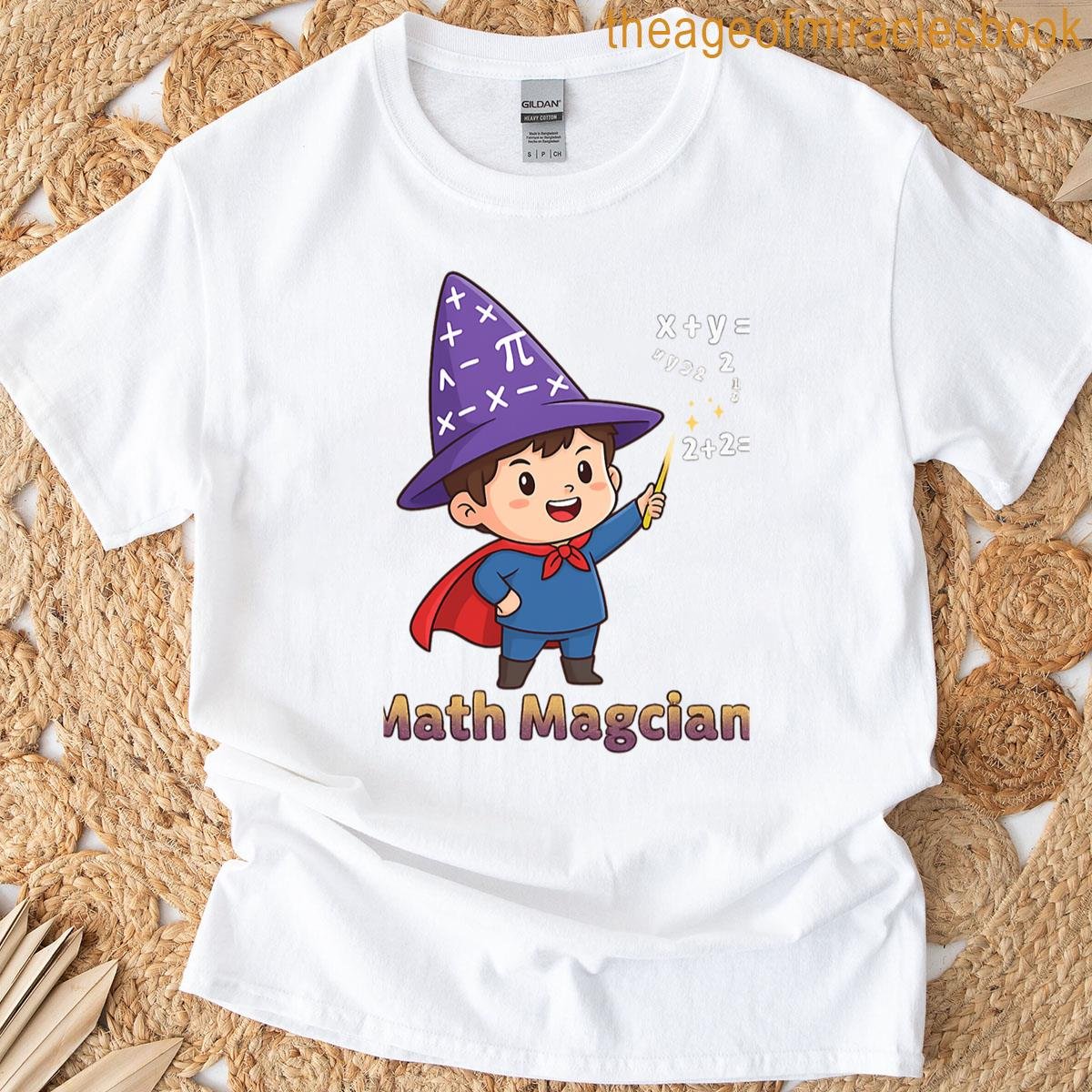 Cute Math Magician Boy Wizard Cartoon Oversized T-shirt