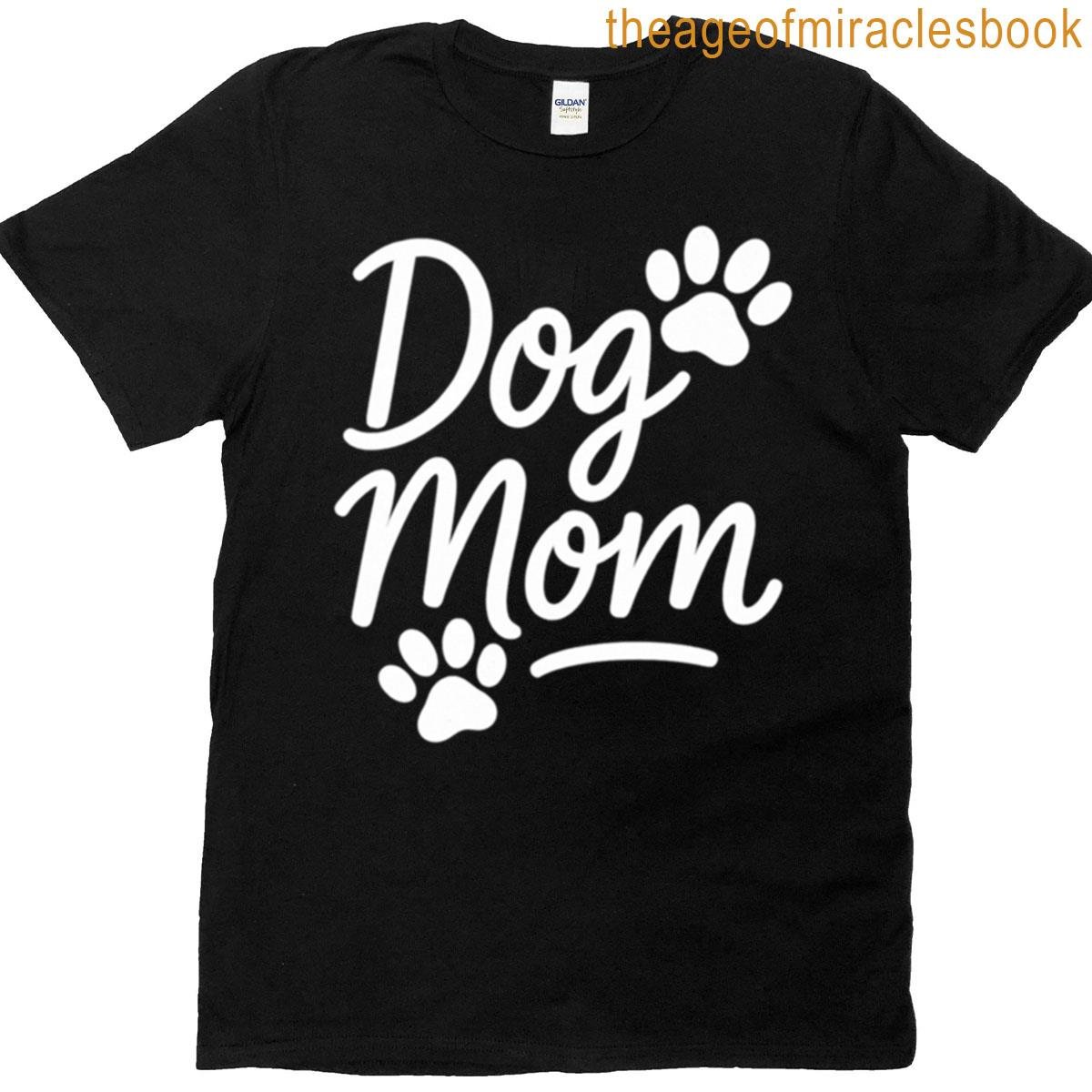 Dog Mom Cute Paw Print Script T-shirt