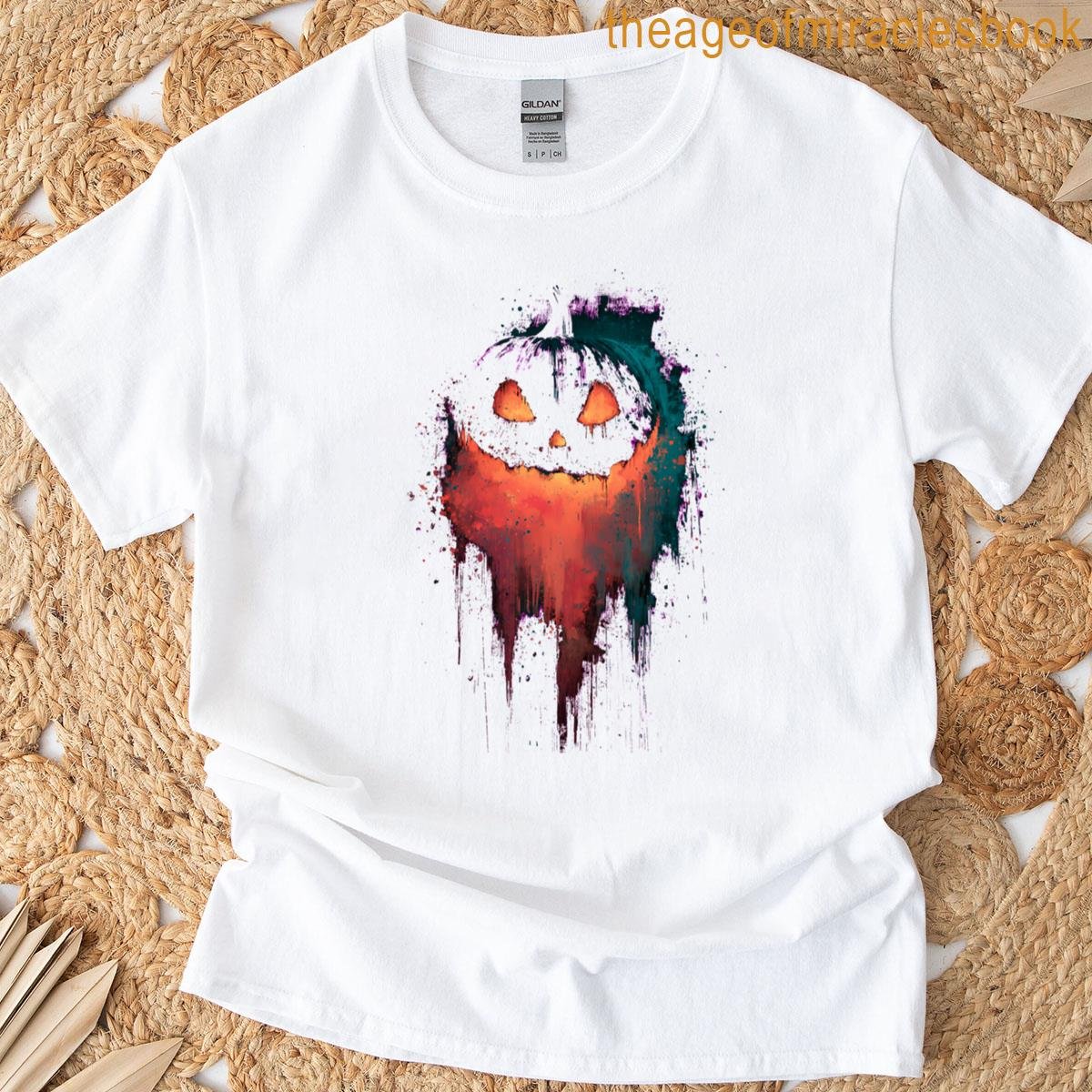 Dripping Jack O Lantern Splatter Art Spooky Halloween T-shirt