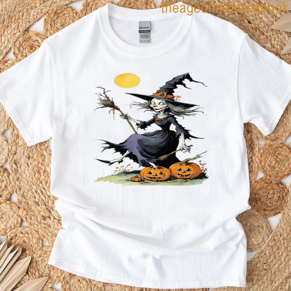 Funny Halloween Witch And Pumpkins T-shirt