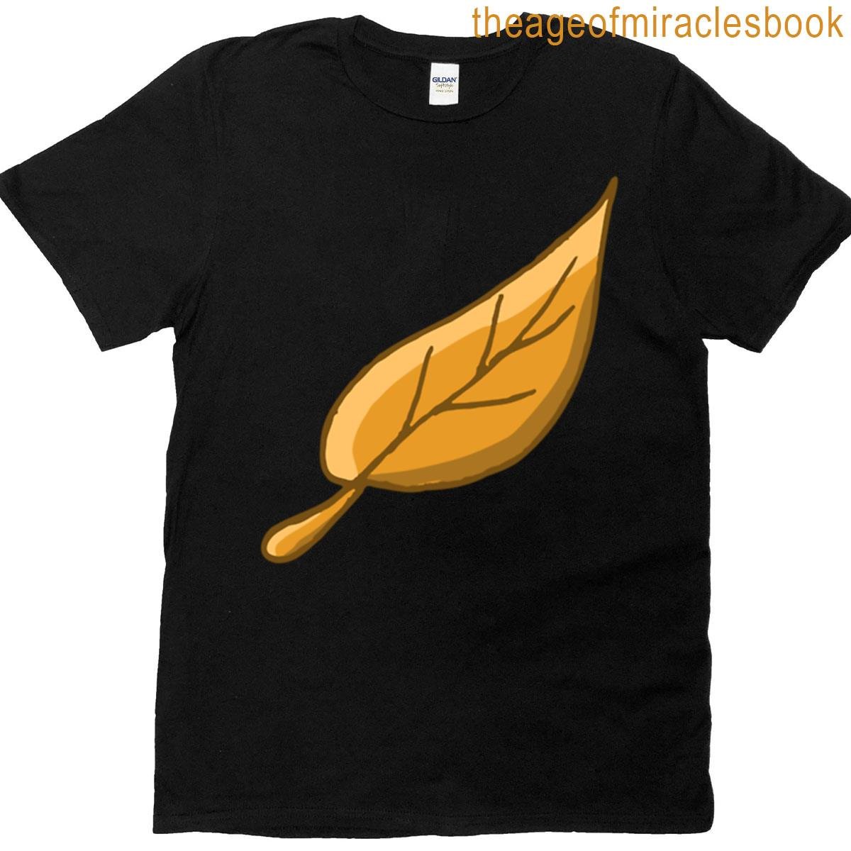 Golden Autumn Fall Leaf Simple Minimalist Design T-shirt