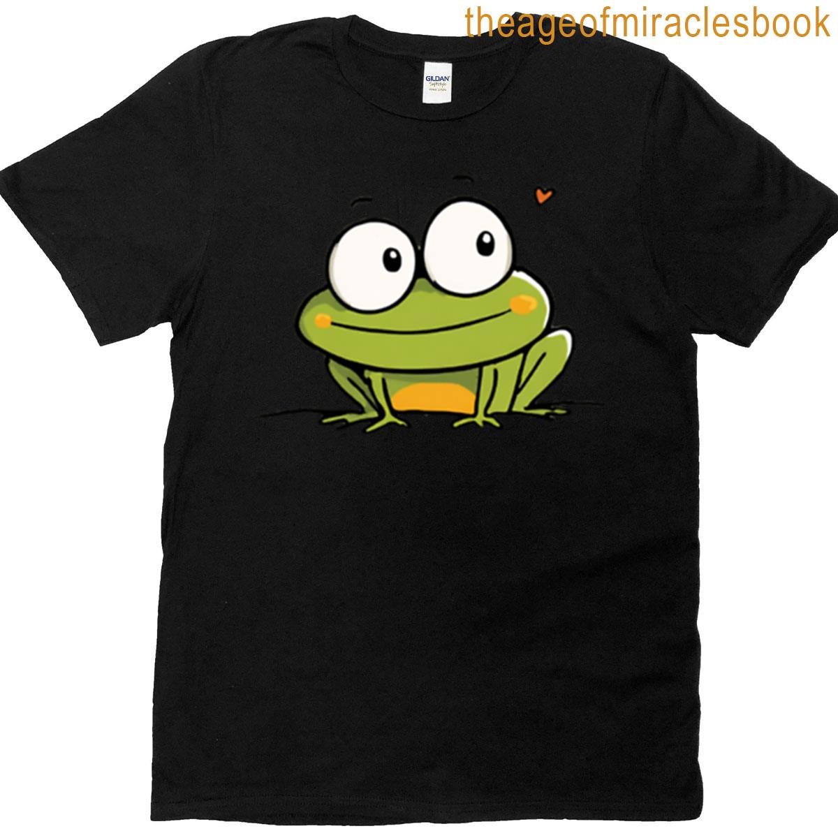 Happy Frog Cute Minimal Cartoon Design Oversized T-shirt