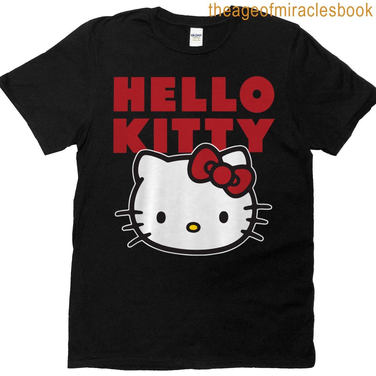 Hello Kitty Big Face Bold Red Text Logo Premium Tri-blend T-shirt