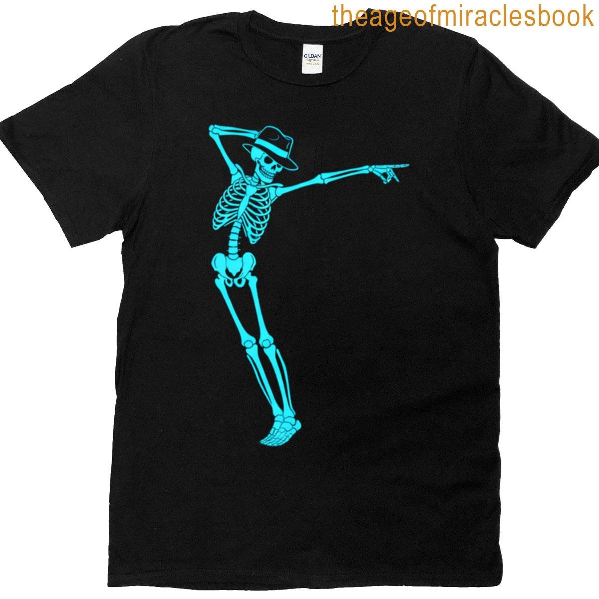 Iconic Skeleton Pop Dancer’s Blue Glow T-shirt