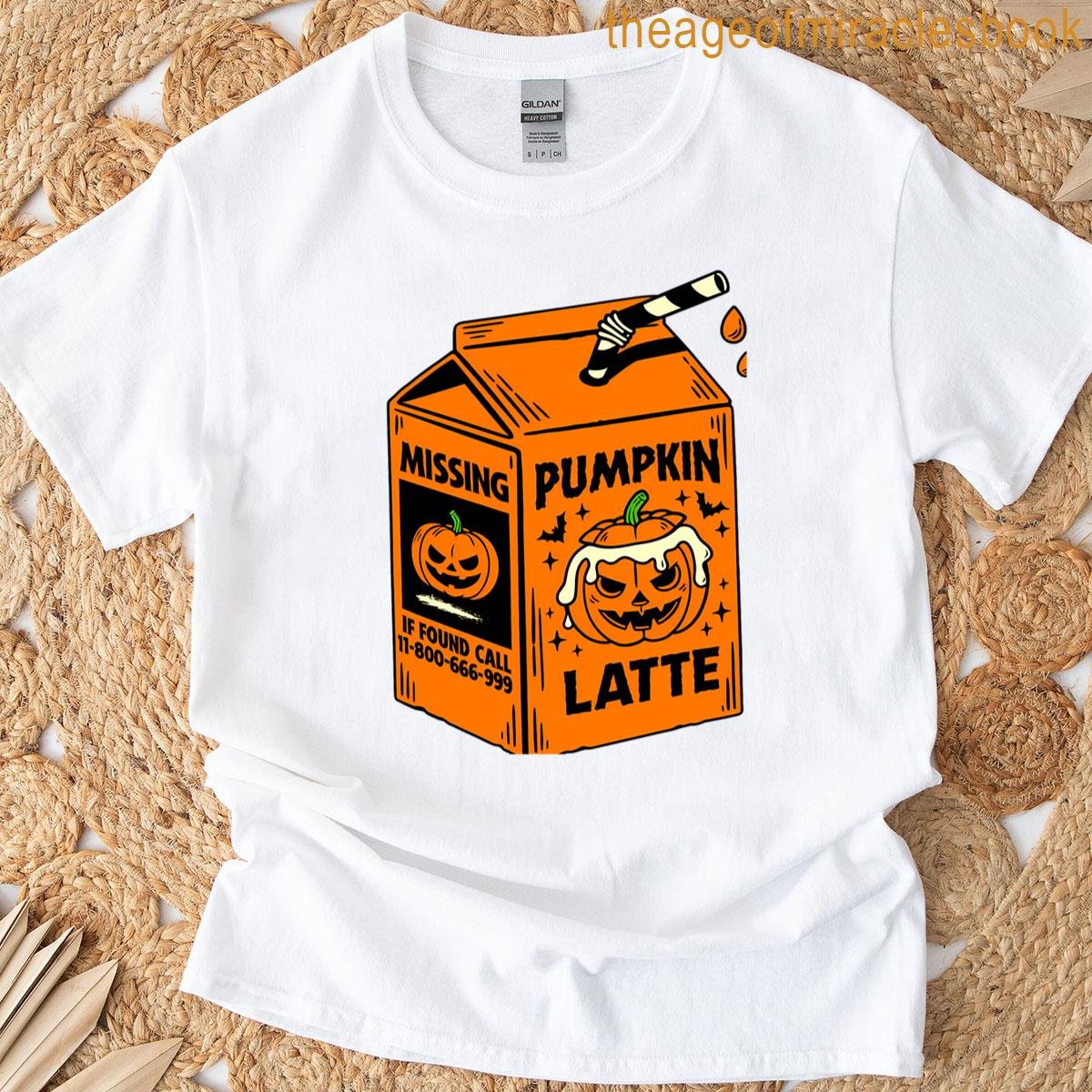 Missing Pumpkin Latte Funny Halloween Coffee Design T-shirt