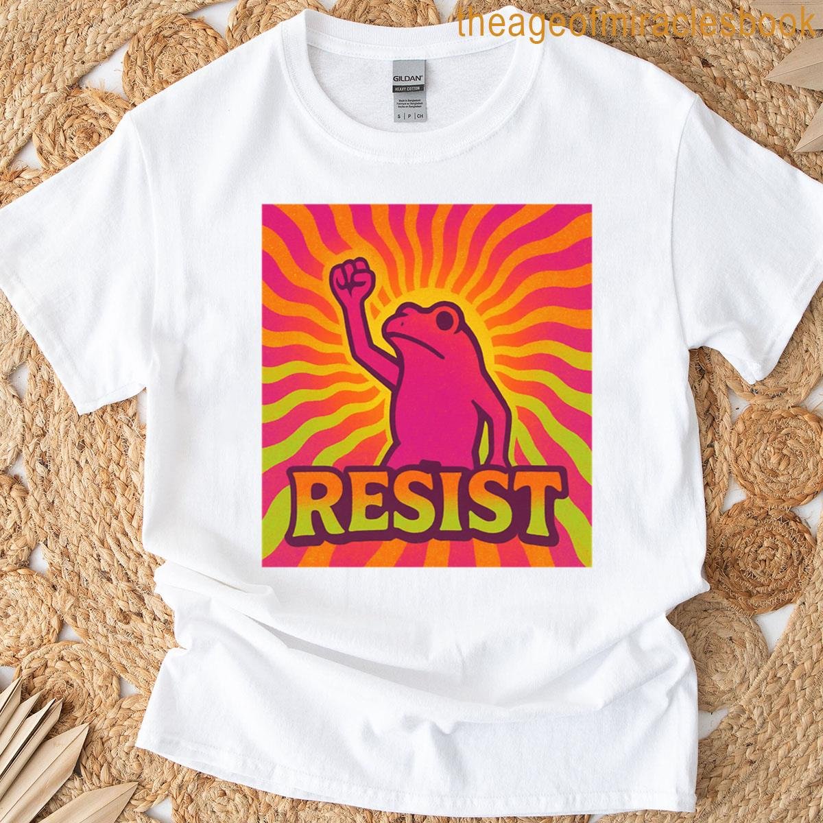 Psychedelic Resist Frog Trippy Retro Protest T-shirt