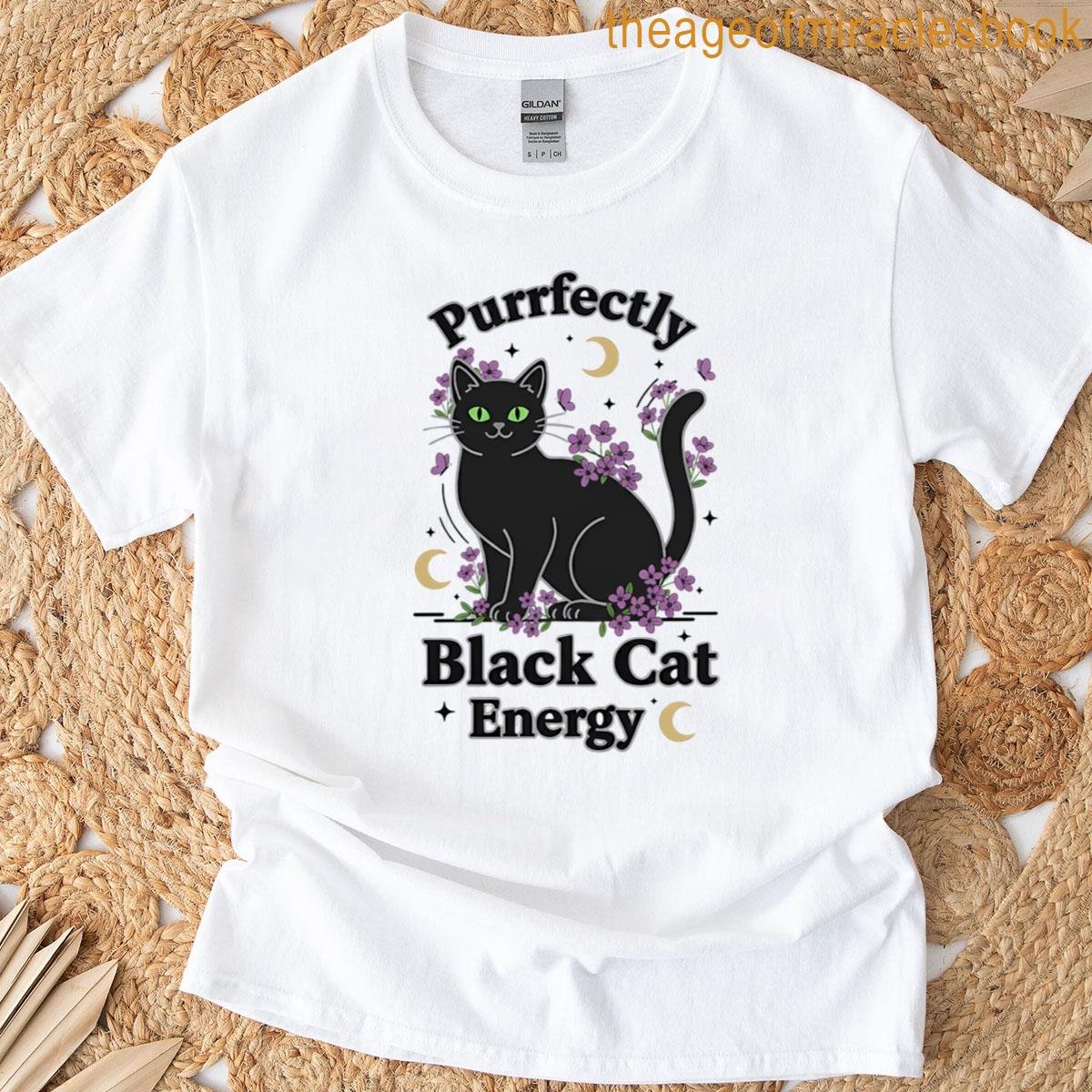 Purrfectly Black Cat Energy T-shirt
