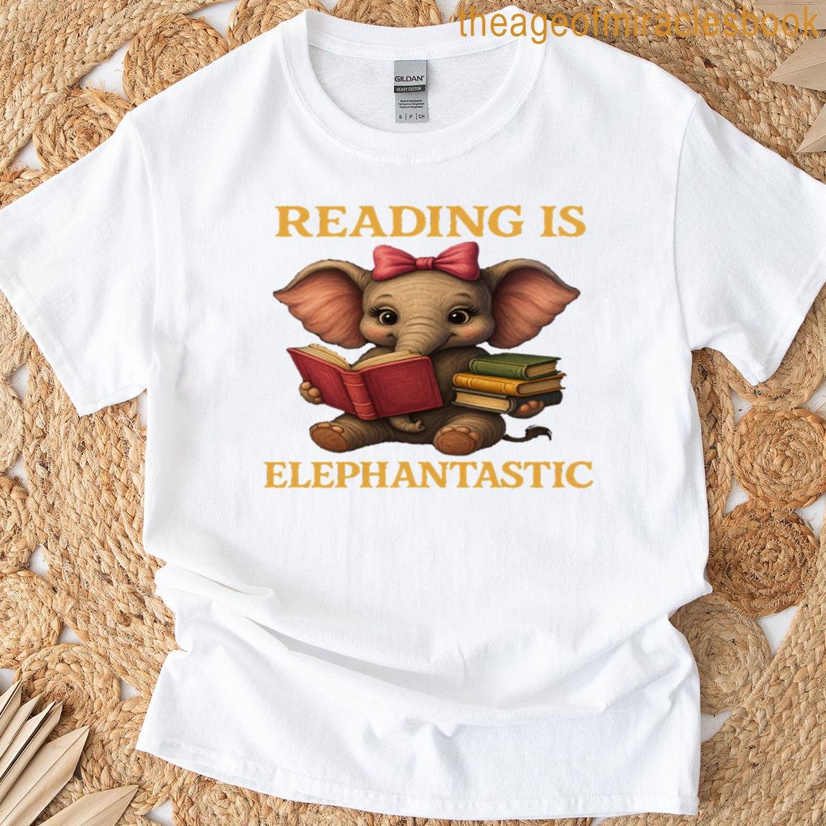 Reading Is Elephantastic Cute Book Elephant Design Oversized T-shirt