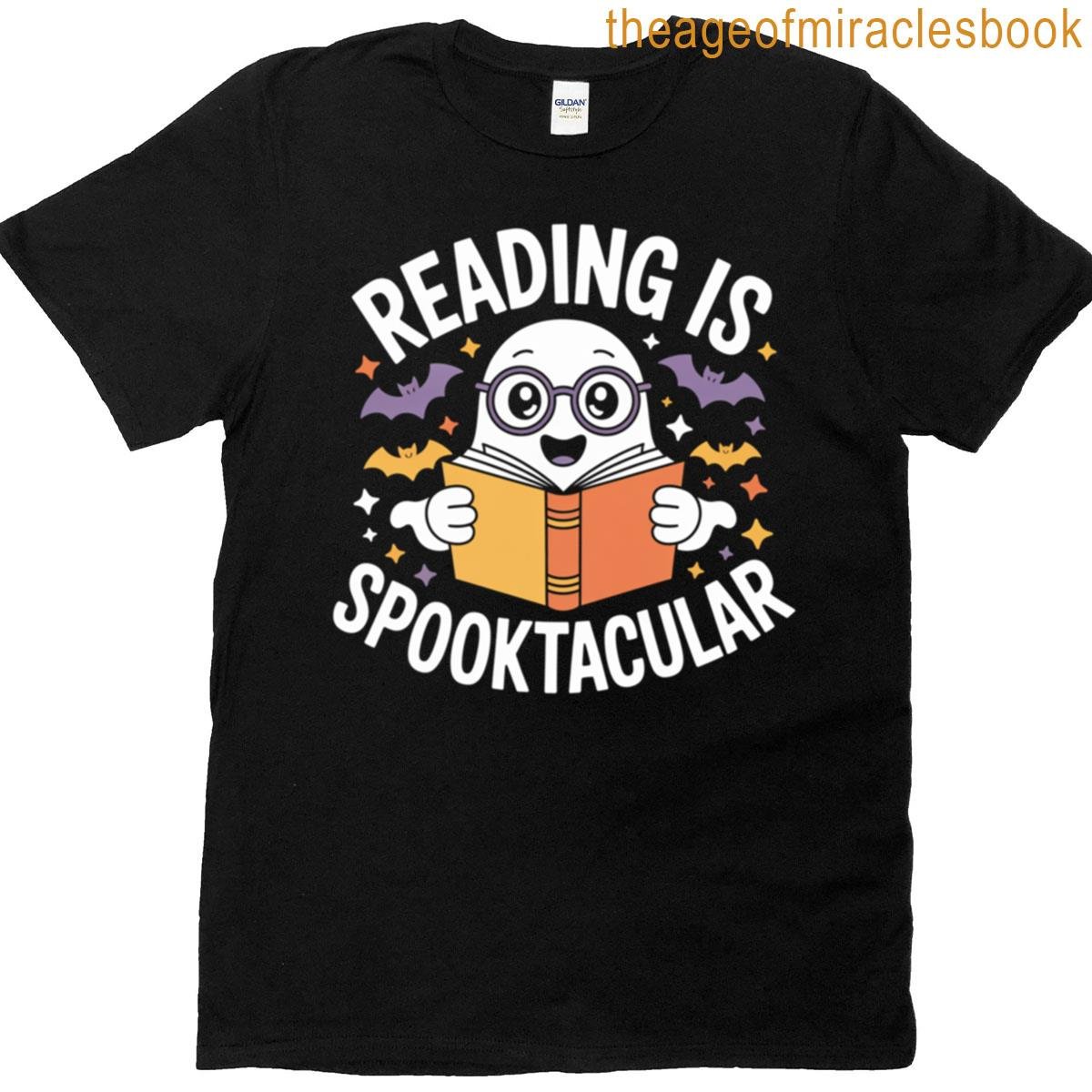 Reading Is Spooktacular Funny Ghost Reading Book Halloween T-shirt