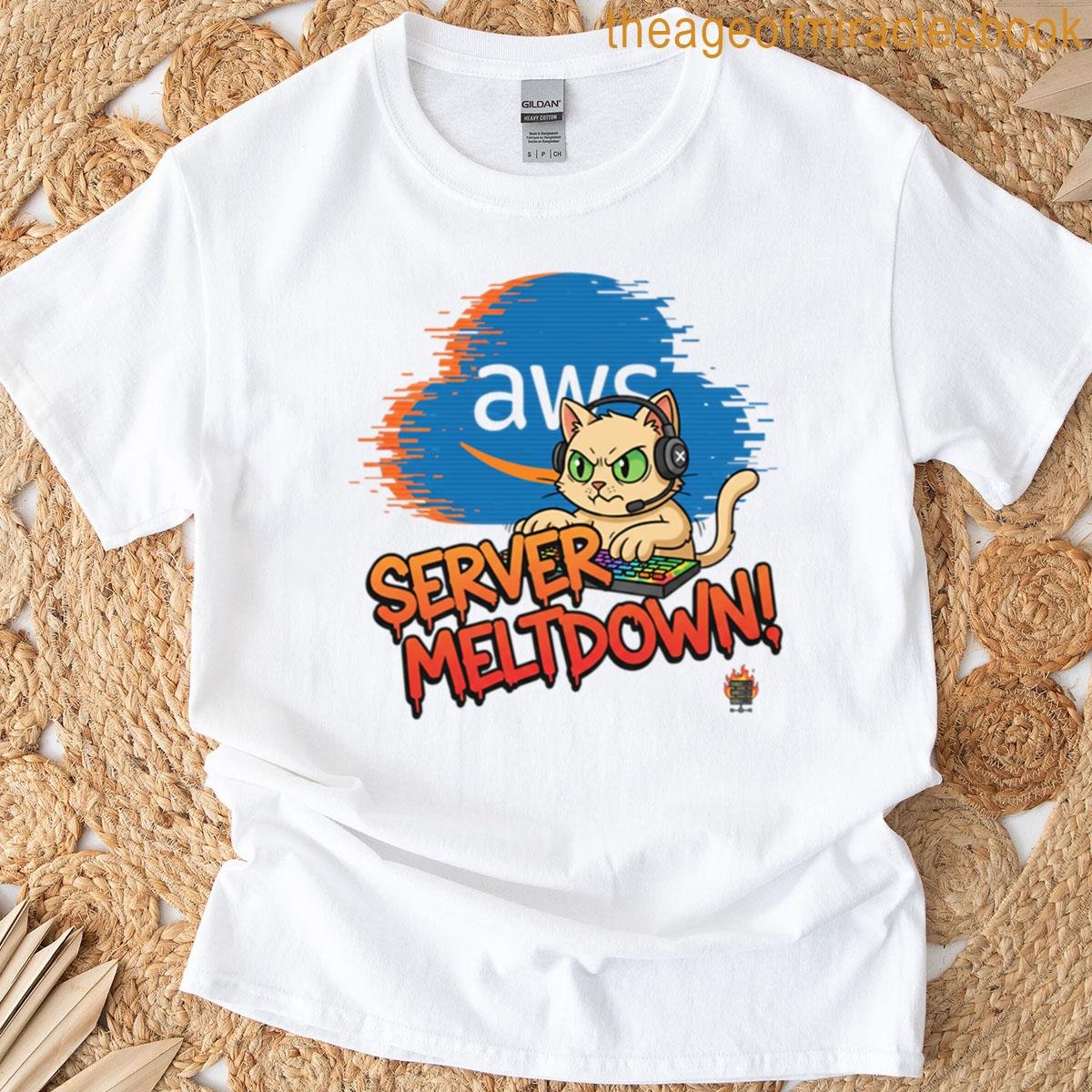 Server Meltdown Cat – Aws Outage T-shirt